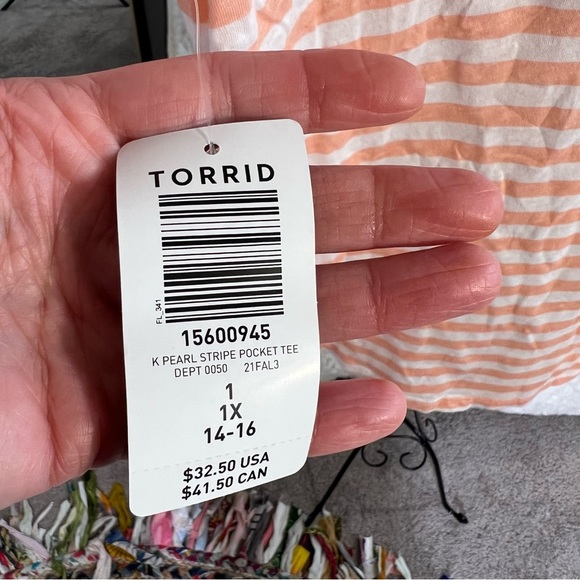 Torrid SLUB PEACH STRIPE TEE - Picture 4 of 7
